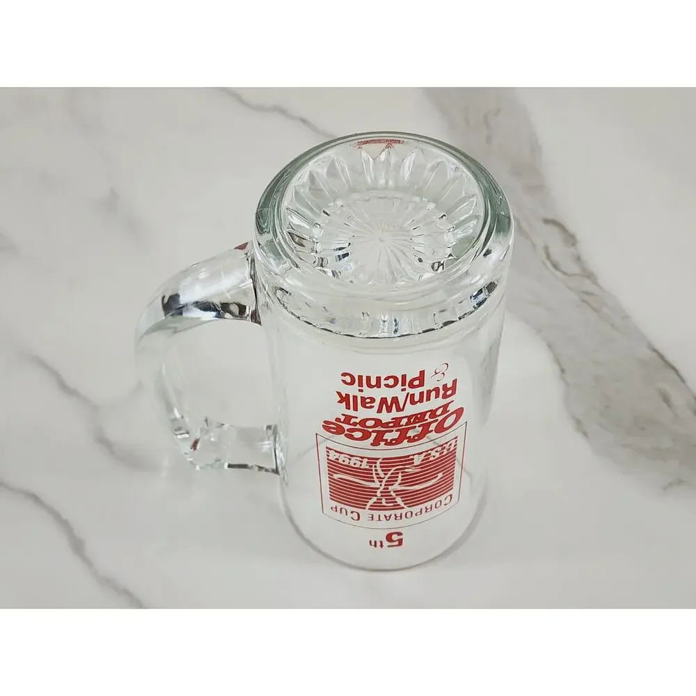Office Depot Mug Beer Glass Corporate Cup Run Walk Picnic 1994 USA 5 1/2